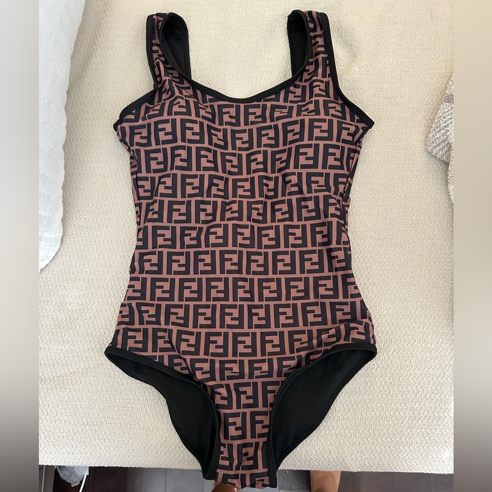 Fendi Black and Tan Monogram Top